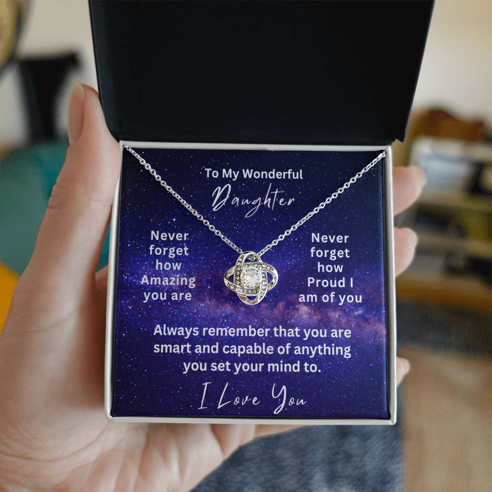 To My Wonderful Daughter - Love Knot Necklace - Never Forget