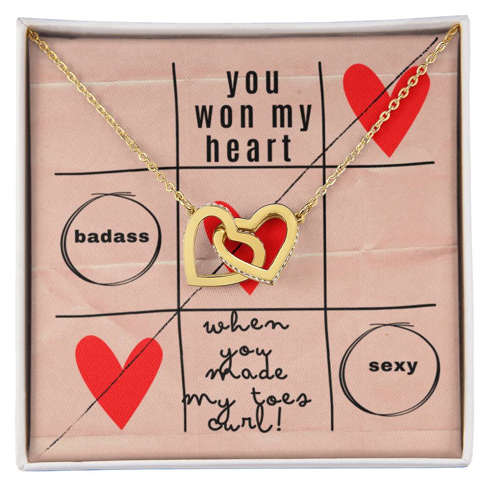 You won my heart when you made my toes curl - Interlocking Hearts Necklace