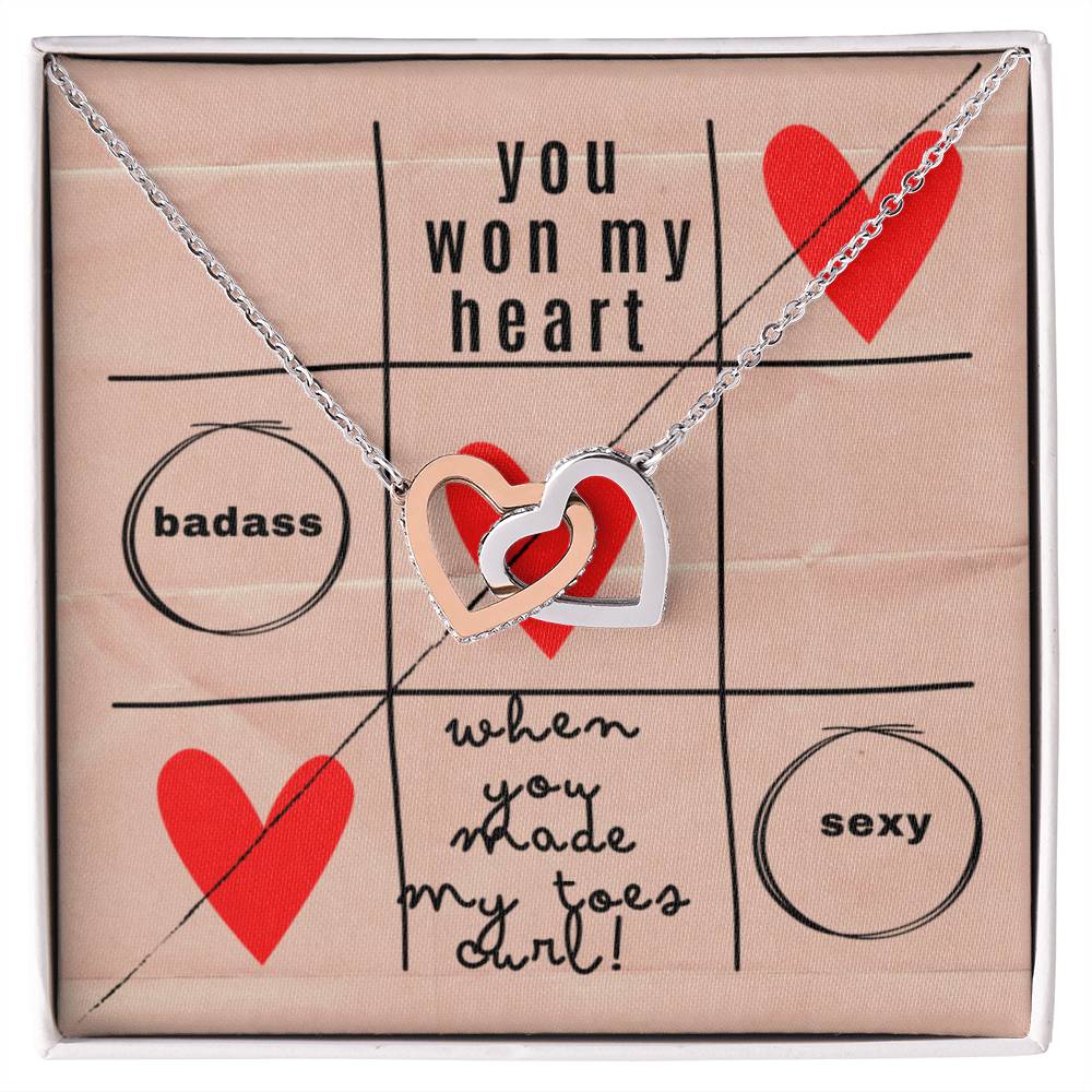 You won my heart when you made my toes curl - Interlocking Hearts Necklace