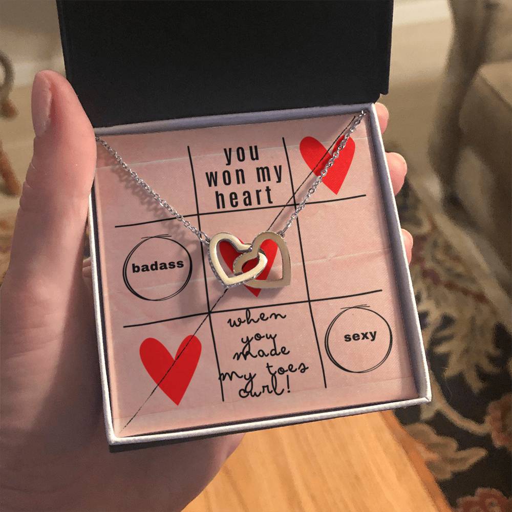 You won my heart when you made my toes curl - Interlocking Hearts Necklace