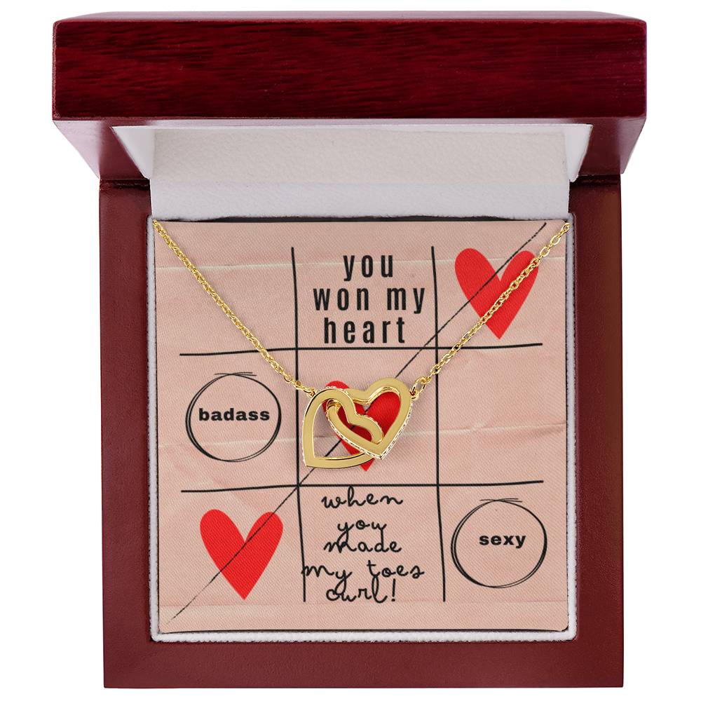 You won my heart when you made my toes curl - Interlocking Hearts Necklace