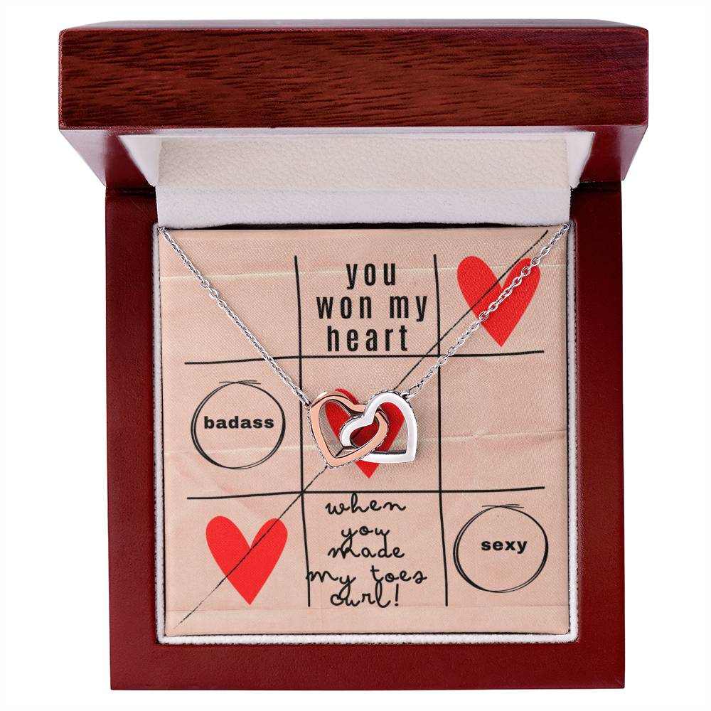 You won my heart when you made my toes curl - Interlocking Hearts Necklace