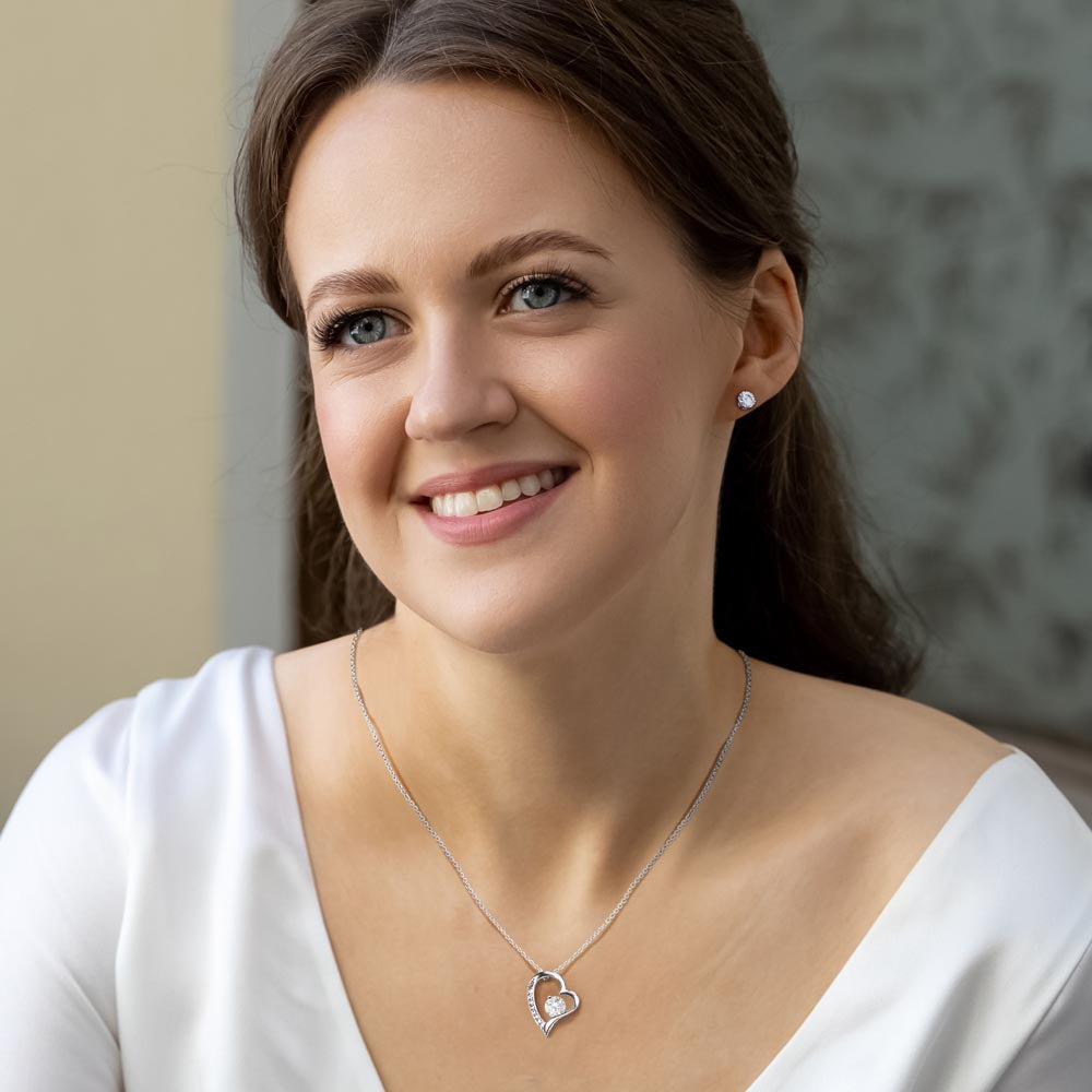 My Beautiful Daughter - Forever Love Necklace and Cubic Zirconia Earring Set - Always, always, remember