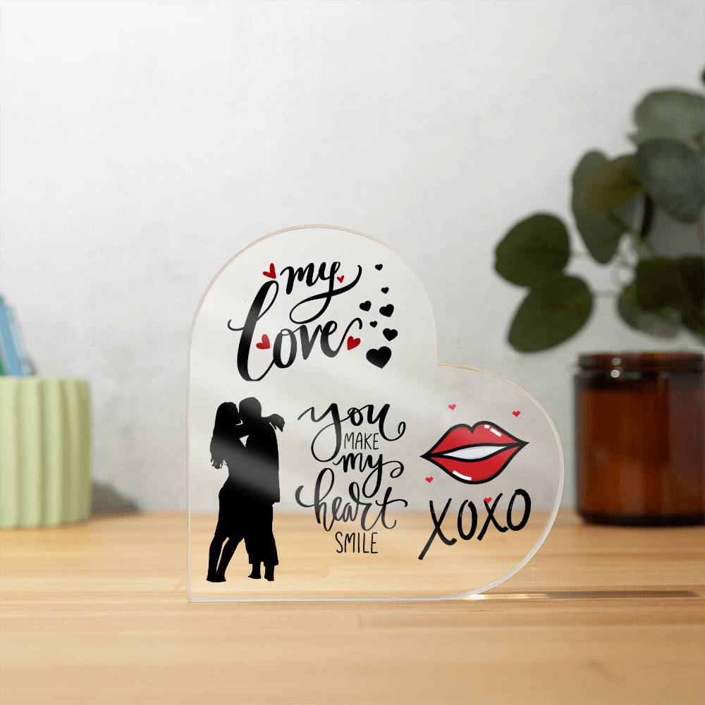 My Love - Printed Acrylic Heart Plaque