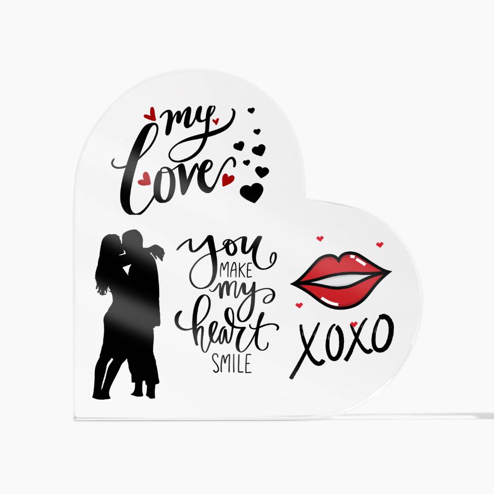 My Love - Printed Acrylic Heart Plaque