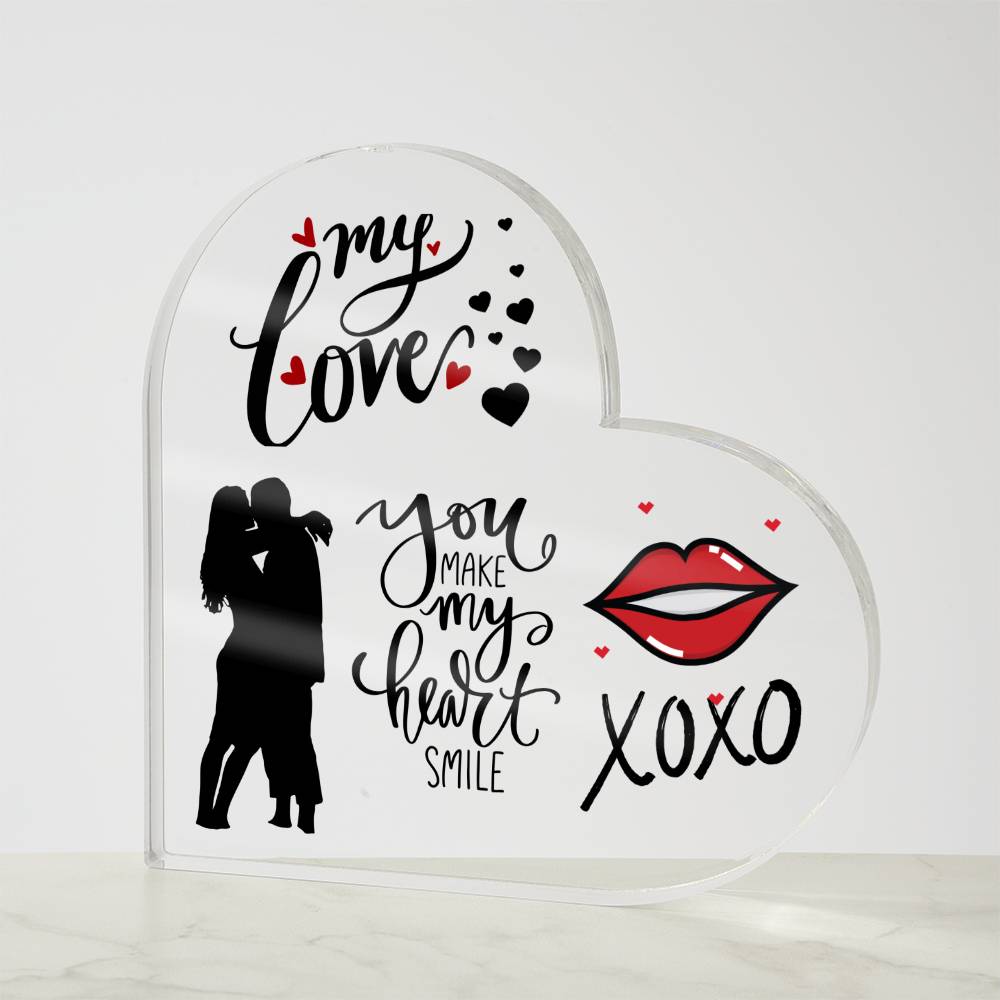 My Love - Printed Acrylic Heart Plaque