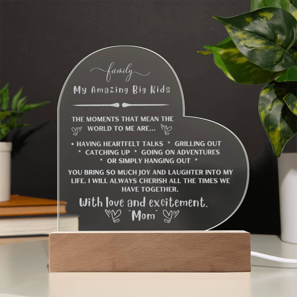 My Amazing Big Kids - Engraved Acrylic LED Plaque - From Mom