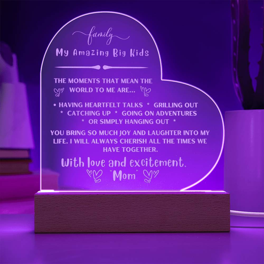 My Amazing Big Kids - Engraved Acrylic LED Plaque - From Mom