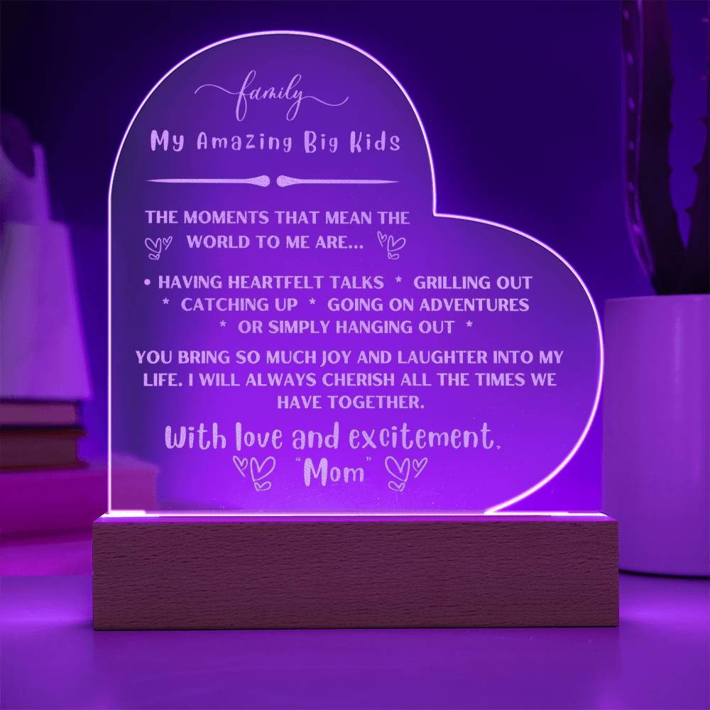 My Amazing Big Kids - Engraved Acrylic LED Plaque - From Mom