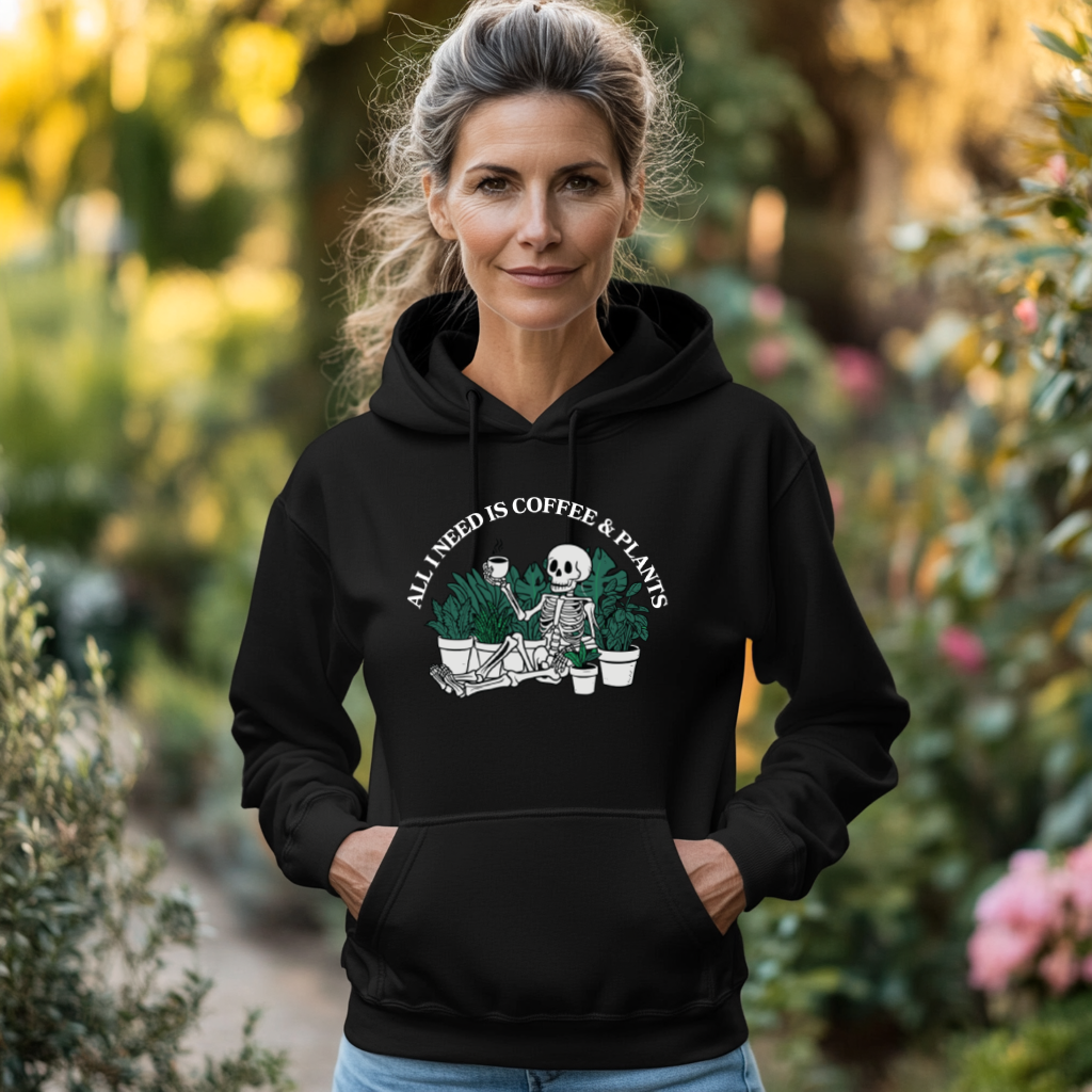 ALL I NEED IS COFFEE & PLANTS Classic Unisex Pullover Hoodie